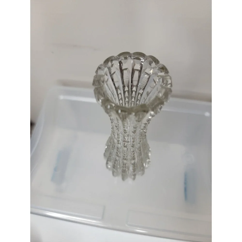 VINTAGE AMERICAN BRILLIANT CUT GLASS CRYSTAL FLOWER BUD VASE NOTCHED PRISM PTTRN